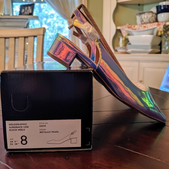 J Crew Holographic Slingback Block Heels - Picture 2 of 4